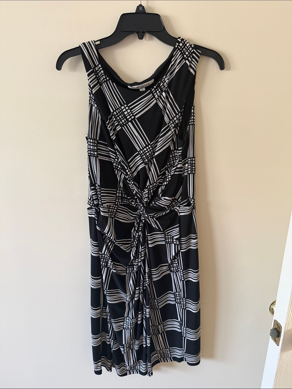 Black & White Plaid Twist-Front Women's Dress